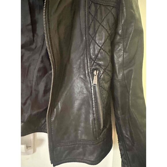 MICHAEL Michael Kors Womens Motorcycle Jacket Size Petite Small Brown Leather - Picture 6 of 9